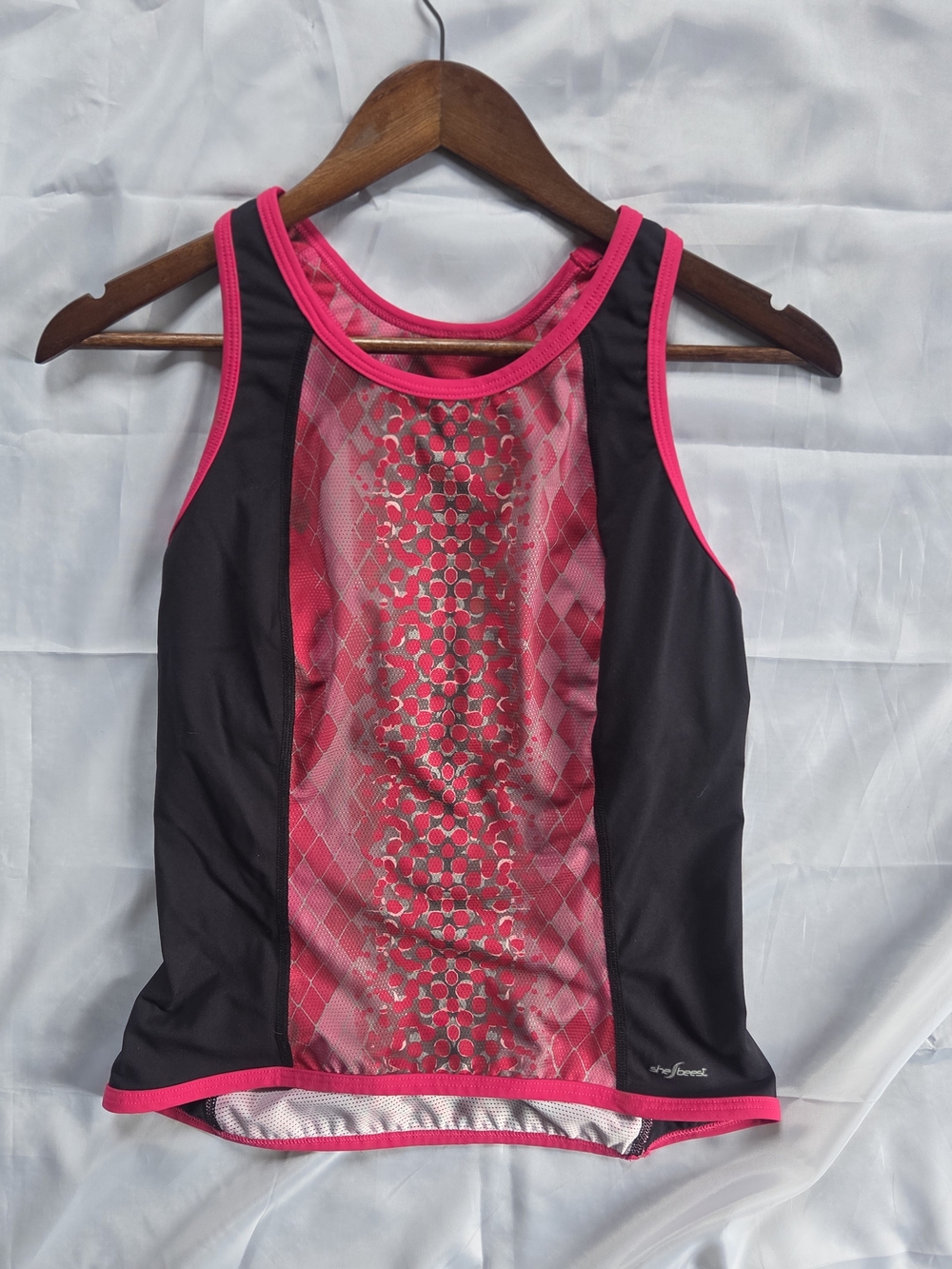 SheBeest Cycling Tank Top Pink Black Mesh Bike Jersey Athleisure Gorpcore Medium